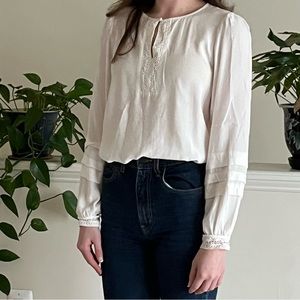LOFT off white blouse with lace details